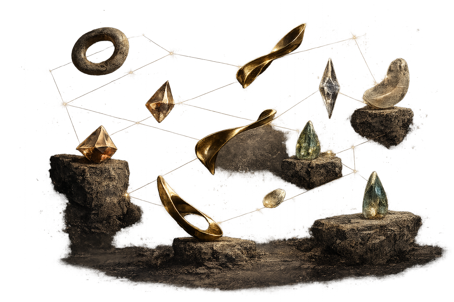 PINTAARA gold jewellery collection on rocks